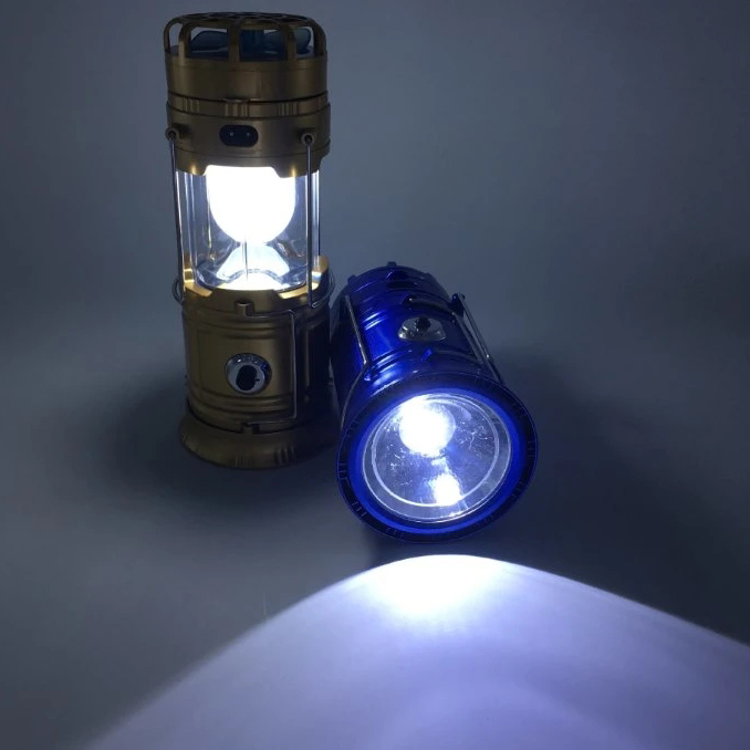 Lámpara de luz LED para acampar, linterna recargable USB portátil, luces solares para exteriores